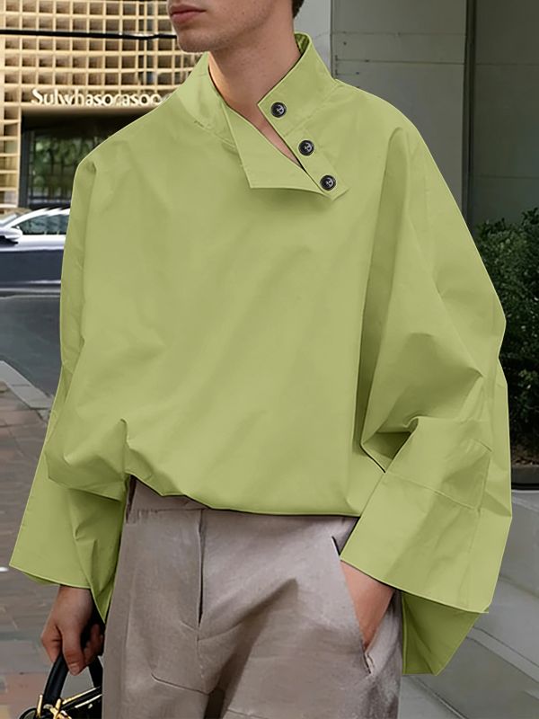 Men's Neck Button Design Long Sleeve Shirt SKUL51821