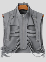 Mens Hollow-Out Cropped Zipper Waistcoat SKUK84524