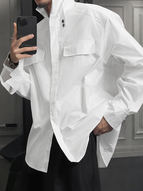 Men's Vintage Design Stand Collar Long Sleeve Shirt SKUL35272