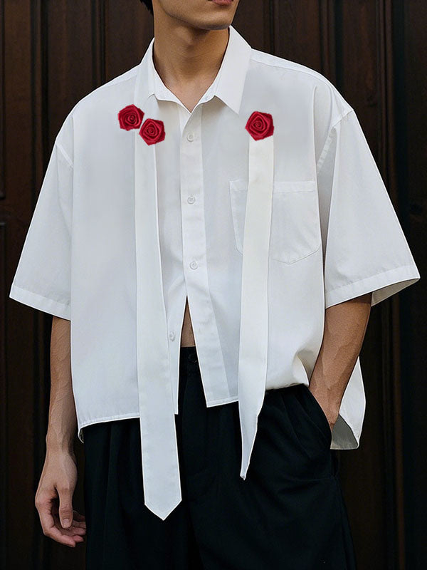 Mens 3D Rose Short Sleeve Shirt SKUL10805