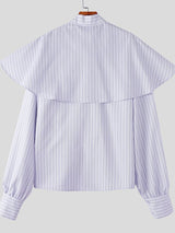 Men's Stripe Ruffle Long Sleeve Shirt SKUL47651