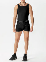 Mens Solid Rib-Knit Sleeveless Bodysuit SKUK35599