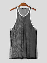 Mens Solid Color Sheer Mesh Casual Tank SKUL13013