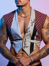 Mens Colorblock Cropped Sleeveless Waistcoat SKUL05672