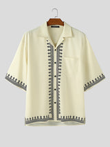 Mens Casual Cuban Collar Short Sleeve Shirt SKUL11569