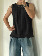 Men's Avant-Garde Split Back Textured Tank SKUL54717