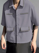Men's Double Pocket Casual Short Sleeve Shirt SKUL22819