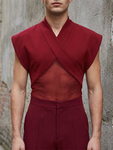 Men's Avant-Garde Crossover Mesh Panel Sleeveless Tank SKUL63143