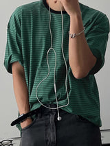 Men's Striped Crew Neck Casual Short Sleeve T-Shirt SKUL24616