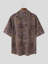 Mens Baroque Ethnic Print Short Sleeve Shirt SKUK71652