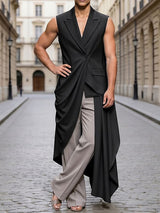 Men's Avant-Garde Asymmetric Draped Longline Blazer SKUL68220