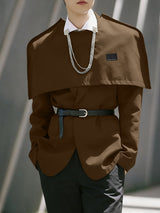 Men's Deconstructed Solid Color Cape Patchwork Casual Blazer SKUL37686