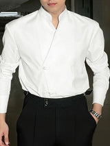 Men's Frog Button Design Casual Long Sleeve Shirt SKUL47793