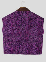 Men's Leopard Print Cropped Sleeveless Shirt SKUL56147