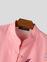 Men's Floral Print Stand Collar Two Piece Outfit SKUL45141