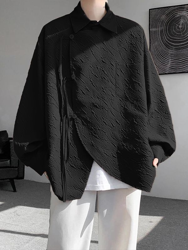 Men's Ribbon Texture Long Sleeve Shirt SKUL31941