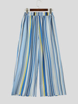 Men's Vibrant Summer Palette Rainbow Vertical Stripe Pleated Balloon Wide Leg Pant SKUL70359
