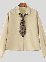 Men's Printed Tie Long Sleeve Shirt SKUL36672