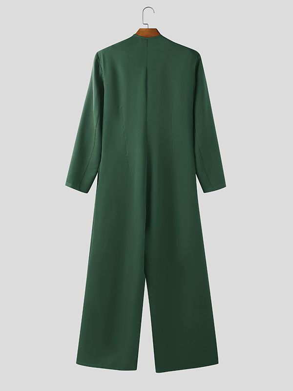 Men's Deconstructed Low Square Neck Long Sleeve Jumpsuit SKUL42668