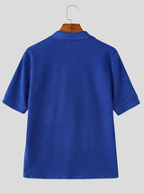 Men's Solid Color Deep V-Neck Short Sleeve Shirt SKUL53140