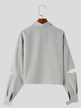 Mens Hollow-Out Cropped Long Sleeve Shirt SKUK98764