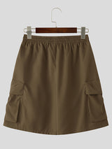 Men's Solid Color 3D Pocket Casual Short SKUL22508