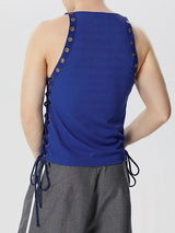 Mens Solid Straps See Through Sleeveless Vest SKUK55956