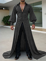 Men's Striped Long Hem Puff Sleeve Shirt SKUL40322