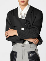 Mens Solid Color Cropped Long Sleeve Blazer SKUK84770