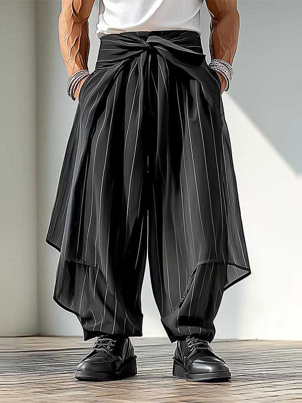 Mens Solid Color Pleated Wide-Leg Pant SKUL05274