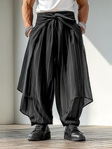 Mens Solid Color Pleated Wide-Leg Pant SKUL05274