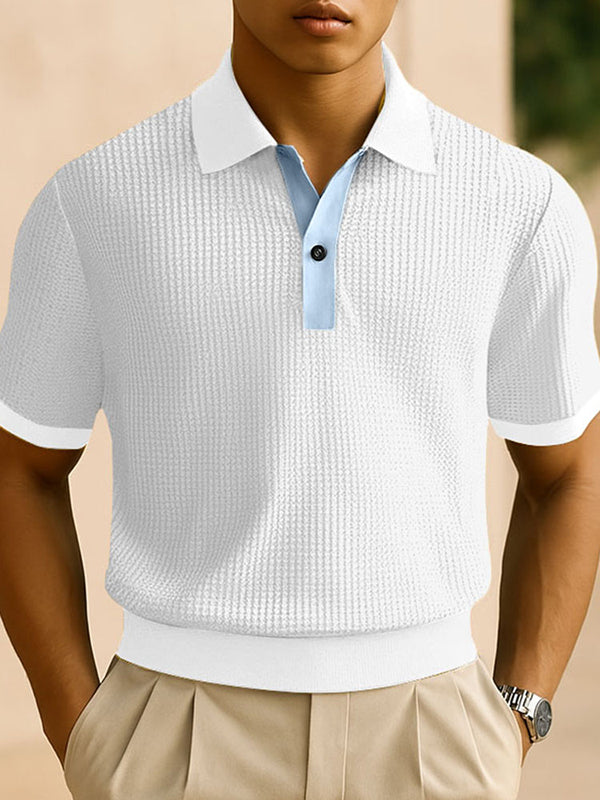 Mens Solid Color Textured Short-Sleeve Shirt SKUL17394