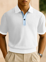 Mens Solid Color Textured Short-Sleeve Shirt SKUL17394