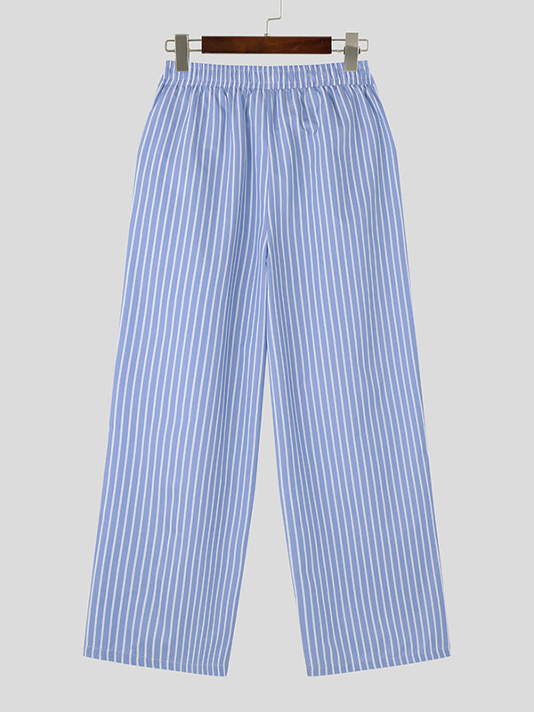 Mens Striped High-Waisted Casual Pant SKUK74691