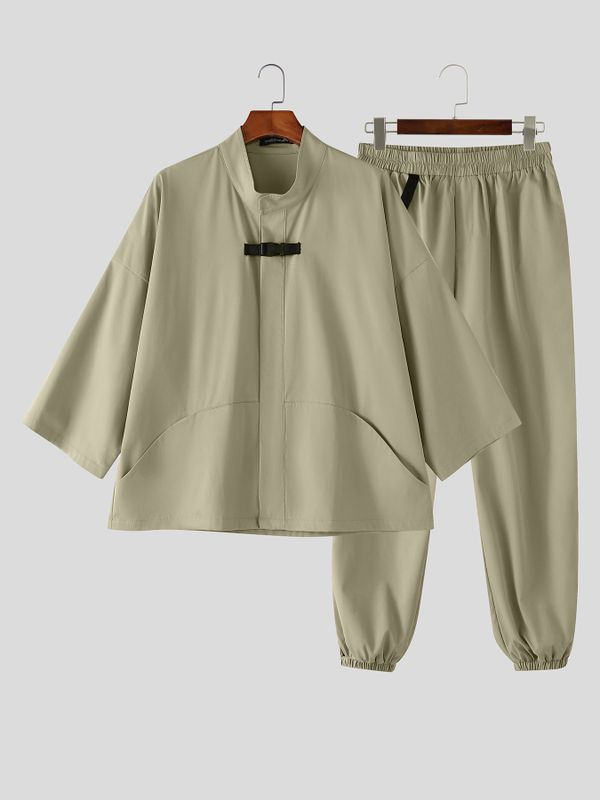 Men's Urban Utility Daily Casual Utility Strap Drop-Shoulder Two Pieces Outfit SKUL84764