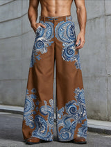 Men's Avant-Garde Paisley Print High-Waist Wide-Leg Pant SKUL66887