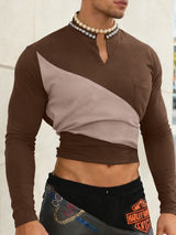 Men's Casual Contrast Long Sleeve T-shirt SKUL50997