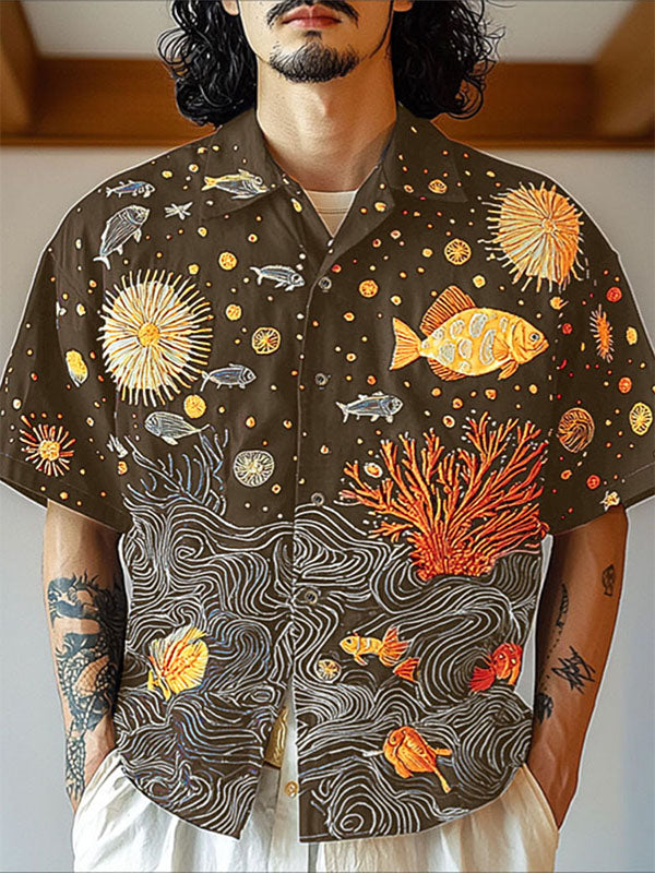 Mens Underwater World Print Short Sleeve Shirt SKUL17011