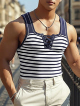 Men's Stripe Contrast Color Casual Tank SKUL47888