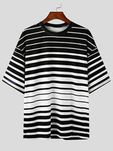 Mens Striped Knit Short Sleeve T-Shirt SKUK78324