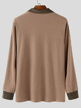 Men's Colorblock Textured Long Sleeve Sweater SKUL28554