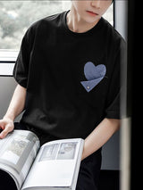 Men's Heart Patch Pocket Short Sleeve T-Shirt SKUL38086