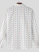 Men's Small Floral Dot Fine Stripe Long Sleeve Shirt SKUL43826