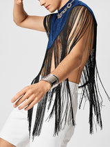 Men's Tassel Patchwork Cropped Cloak SKUL22782