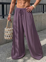 Men's Vintage Boho Crinkled Extra Wide Leg Hakama Pant SKUL71407