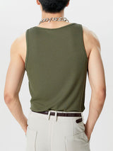 Mens Solid Square Collar Sleeveless Vest SKUK11850