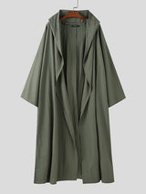 Men's Solid Hooded Loose Long Sleeve Cardigan SKUL32841