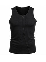 Mens Solid Color Asymmetrical Zip-Up Tank SKUL01332