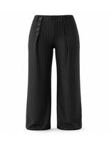 Men's Avant-Garde Pinstripe High-Waist Sailor Button Wide-Leg Pant SKUL63132