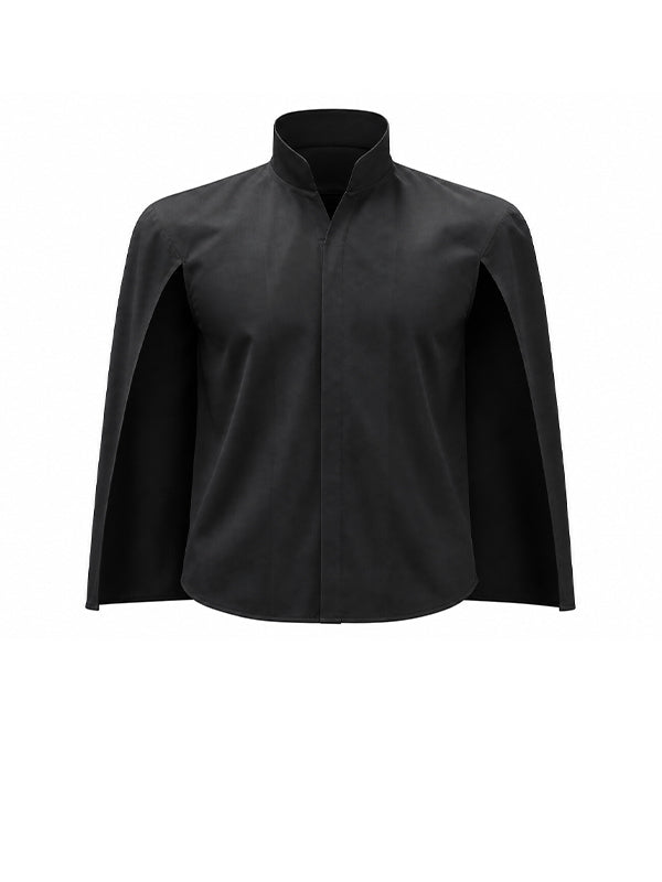 Men's High-Street Avant-Garde Deconstructed Cape Sleeve Stand-Collar Shirt SKUL73456